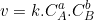 \small v=k.C_{A}^{a}.C_{B}^{b}